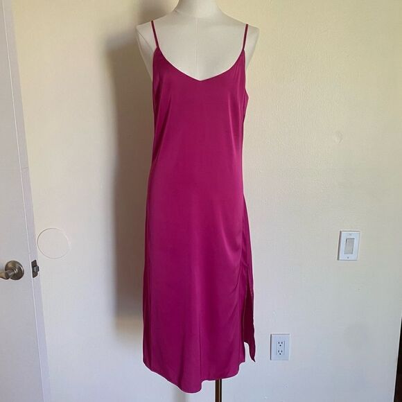 The Drop Ana Silky V-Neck Midi Slip Dress NWT Size XS - Picture 4 of 15